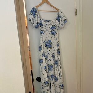 Altar'd State Blue and White Floral Maxi Dress